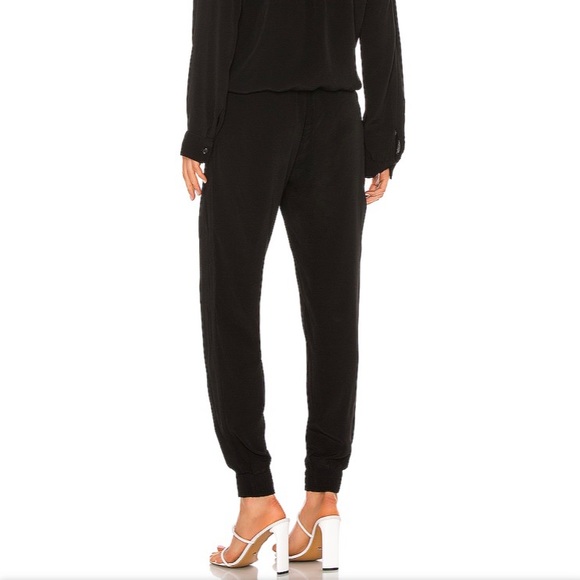Monrow crepe long sleeve jumpsuit in black - Picture 6 of 6